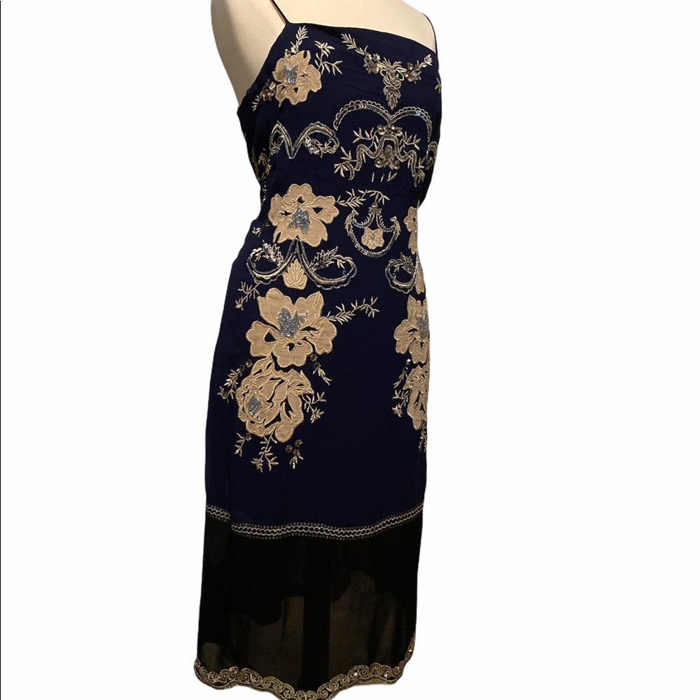 Anthropology Navy Cocktail Spaghetti Strap Dress